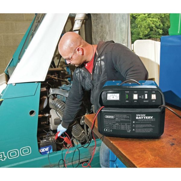 Draper Tools Batterieladegerät 28,5×28×20 cm 12/24V 15A