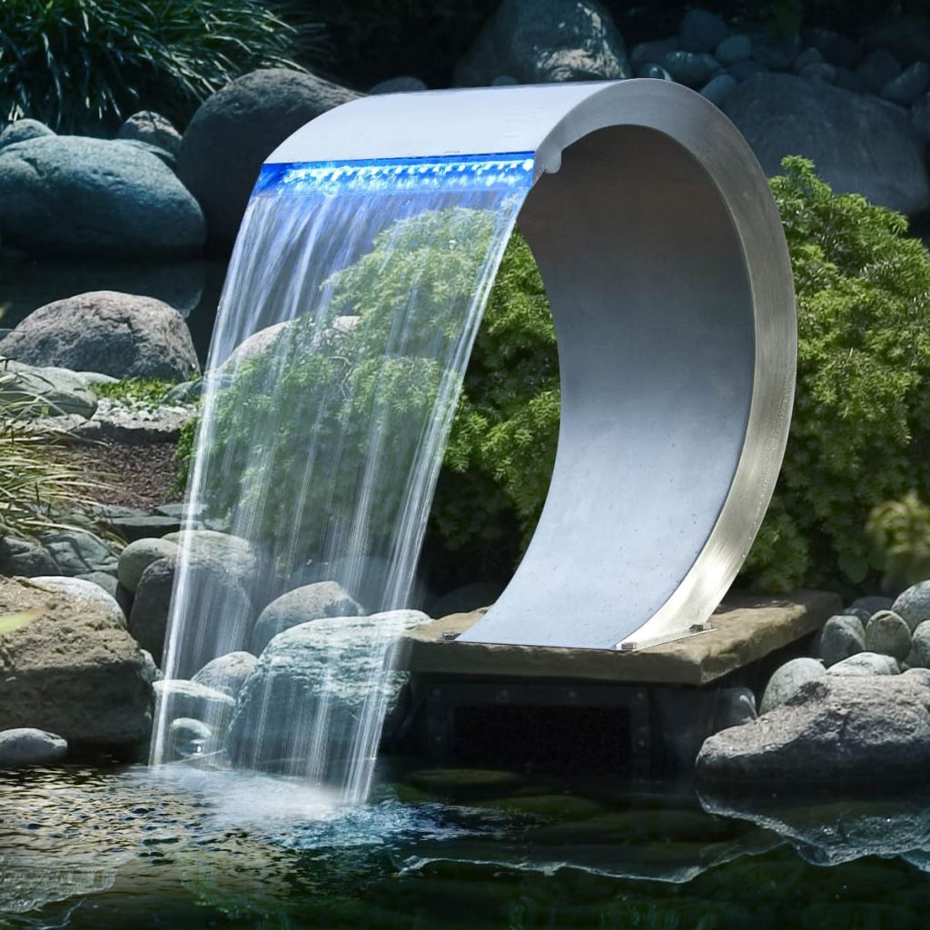 LEDs Pool Teich Wasserspiel Waterfall Kaskade 30-150cm Edelstahl Wasserfall 