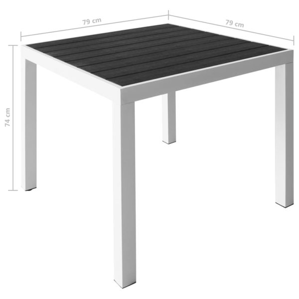 5-tlg. Garten-Essgruppe mit WPC-Tischplatte Aluminium Schwarz