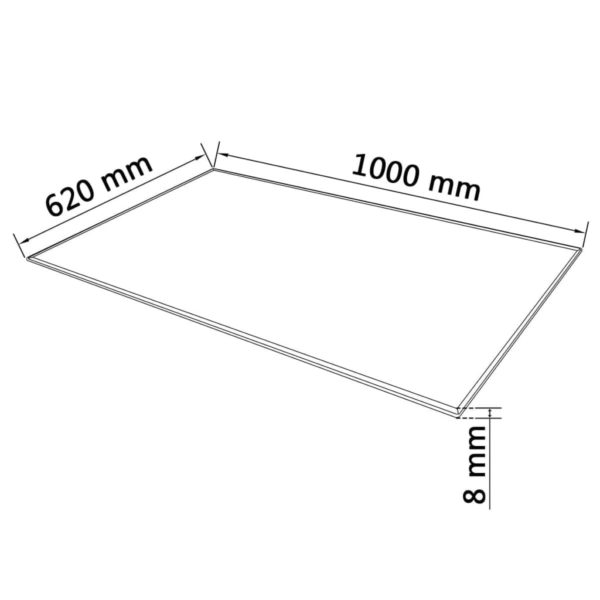 Tischplatte aus gehärtetem Glas rechteckig 1000×620 mm