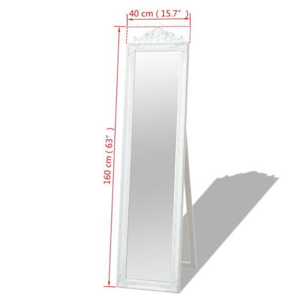 Standspiegel im Barock-Stil 160×40 cm Weiß