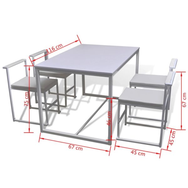 5-teilige Essgruppe Tisch + 4 Stühle Weiß