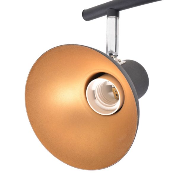 Deckenlampe für 4 Glühbirnen E27 Schwarz und Gold