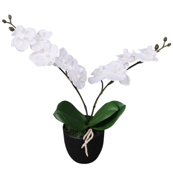 Künstliche Orchidee mit Topf 30 cm Weiß