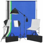 Fotostudio-Set mit Aufnahmetisch, Lichtern und Hintergründen