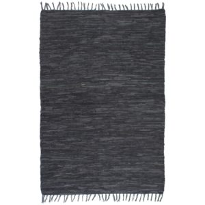 Handgewebter Chindi-Teppich Leder 160×230 cm Grau