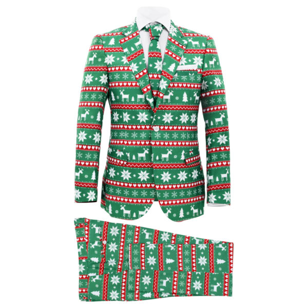 2-tlg. Weihnachtsanzug mit Krawatte Herren Größe 50 Grün