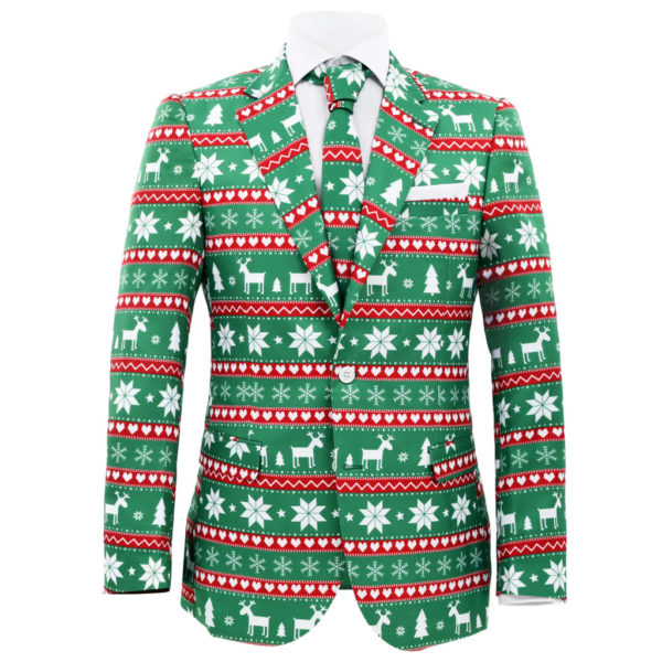 2-tlg. Weihnachtsanzug mit Krawatte Herren Größe 52 Grün