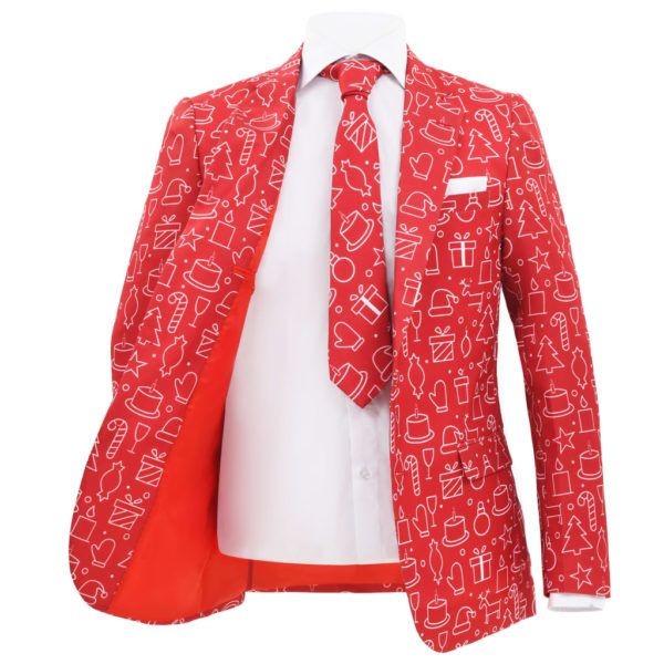 2-tlg. Herren Weihnachtsanzug mit Krawatte Gr. 46 Rot