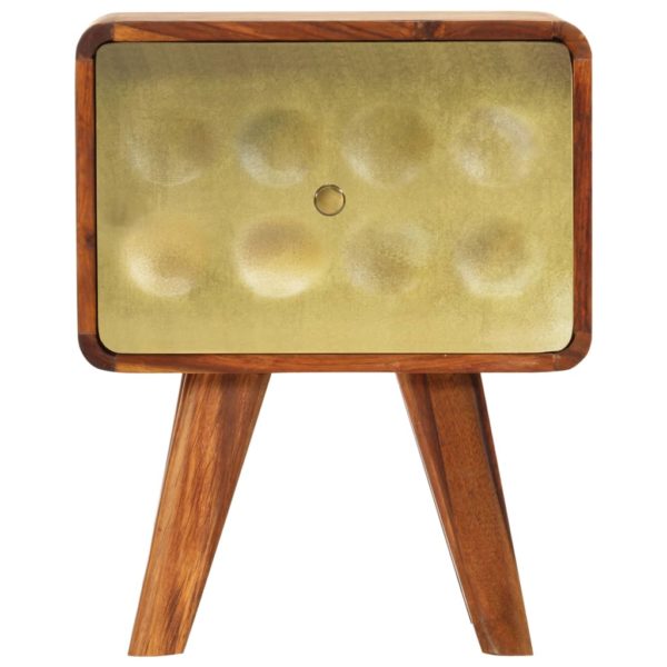 Nachttisch Massivholz mit Golddruck 49 x 40 x 30 cm