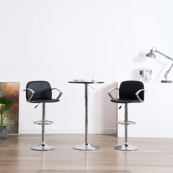 Barstühle mit Armlehnen 2 Stk. Schwarz Kunstleder