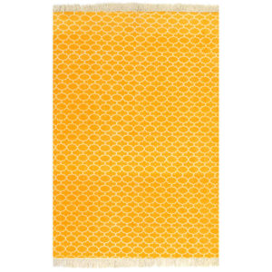 Kelim-Teppich Baumwolle 160×230 cm mit Muster Gelb
