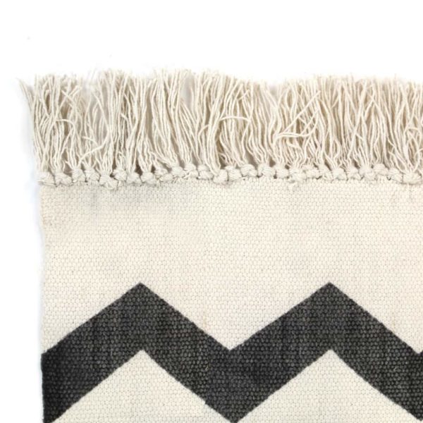 Kelim-Teppich Baumwolle 120×180 cm mit Muster Schwarz/Weiß