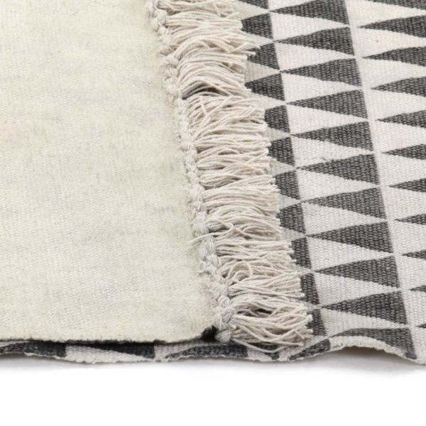 Kelim-Teppich Baumwolle 160×230 cm mit Muster Schwarz/Weiß