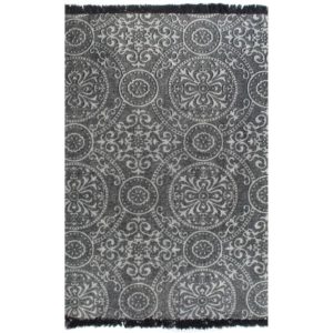 Kelim-Teppich Baumwolle 160×230 cm mit Muster Grau
