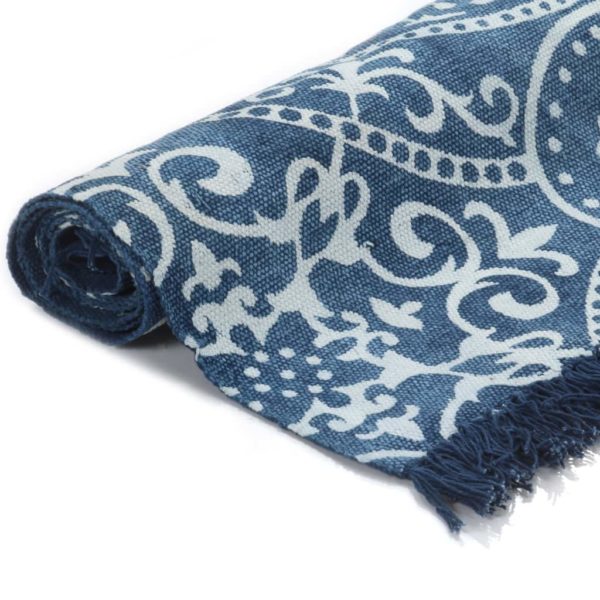 Kelim-Teppich Baumwolle 120×180 cm mit Muster Blau