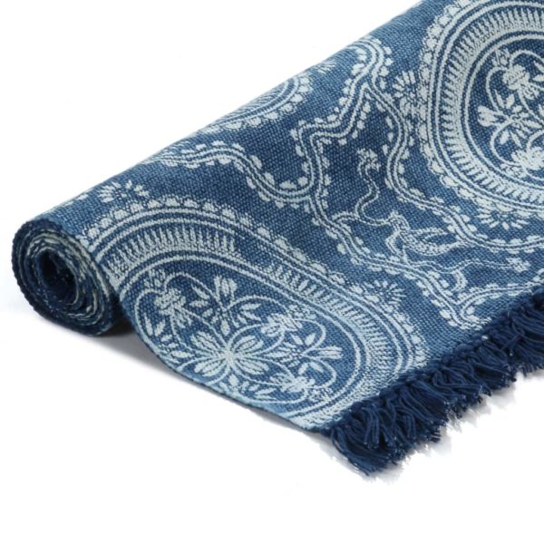 Kelim-Teppich Baumwolle 120×180 cm mit Muster Blau