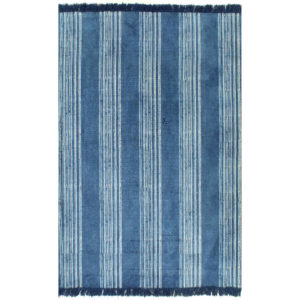 Kelim-Teppich Baumwolle 160×230 cm mit Muster Blau