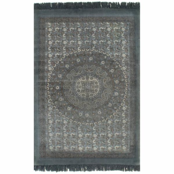 Kelim-Teppich Baumwolle 120×180 cm mit Muster Grau