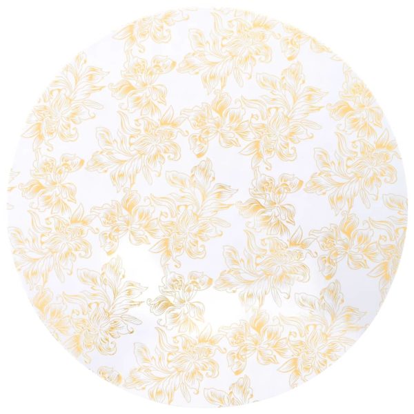 2 Stück Stretch-Tischdecken Weiß mit goldenem Druck 70 cm