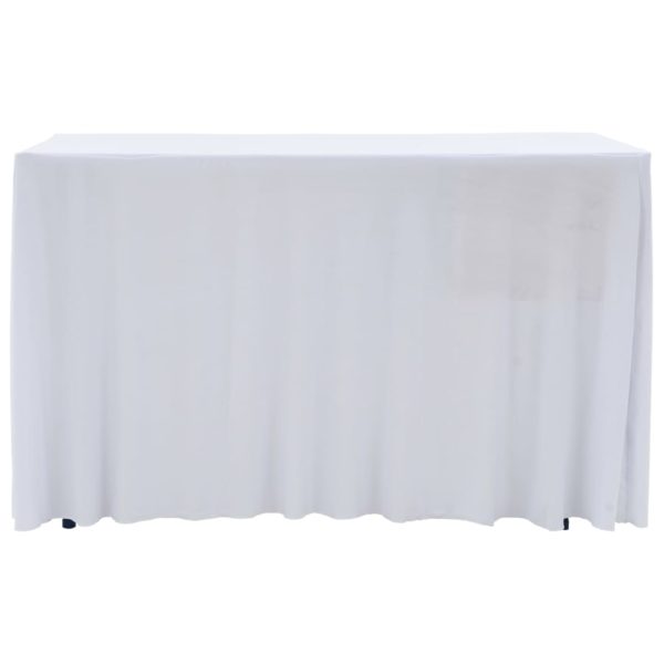2 Stück Stretch-Tischdecken mit Rand Weiß 243 x 76 x 74 cm