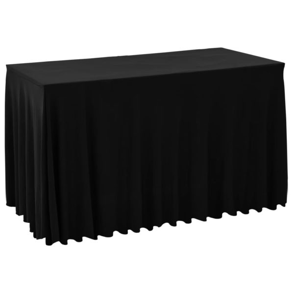 2 Stück Stretch-Tischdecken mit Rand Schwarz 183 x 76 x 74 cm