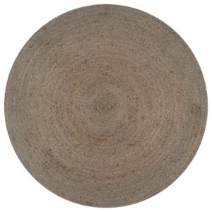 Teppich Handgefertigt Jute Rund 90 cm Grau