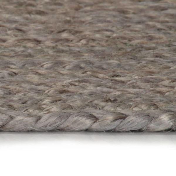 Teppich Handgefertigt Jute Rund 90 cm Grau