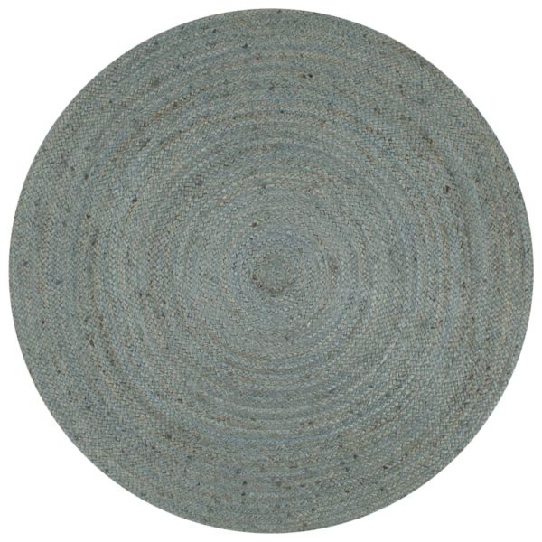 Teppich Handgefertigt Jute Rund 90 cm Olivgrün