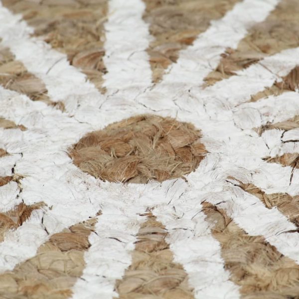 Teppich Handgefertigt Jute mit weißem Aufdruck 90 cm