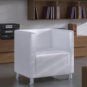 Sessel im Würfel-Design Kunstleder Weiß