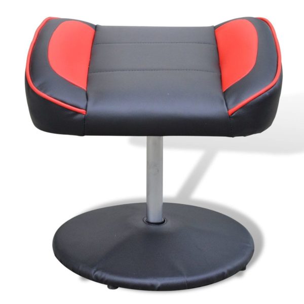 Sessel mit Fußhocker Schwarz/Rot Kunstleder