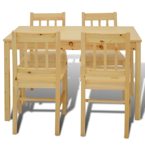 Esstisch Holztisch mit 4 Holzstühlen Esszimmerset Essgruppe