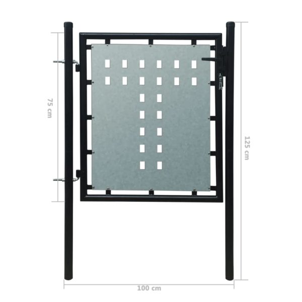 Zauntor Gartentor Einzeltor schwarz 100 x 125 cm