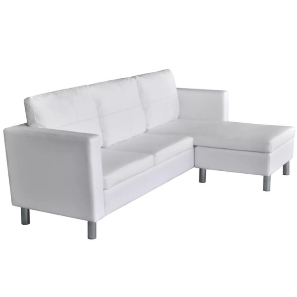 L-förmiges Sofa 3-Sitzer Kunstleder Weiß