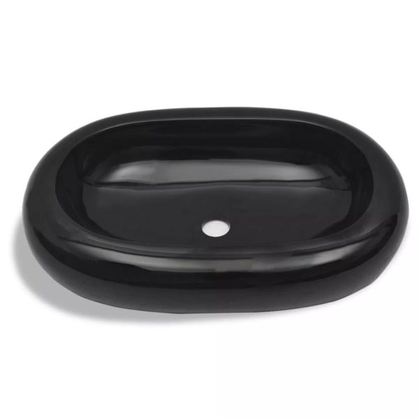Keramik Waschbecken schwarz oval