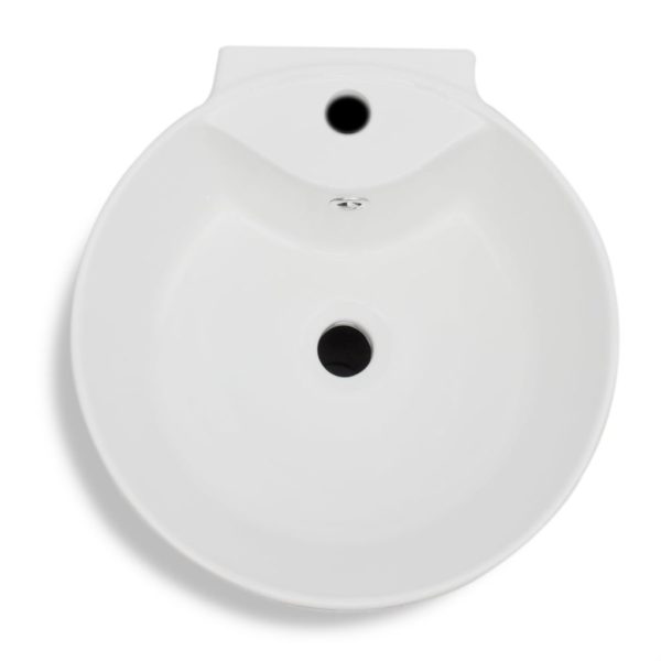 Standwaschbecken mit Hahn/Überlaufloch Keramik weiß rund