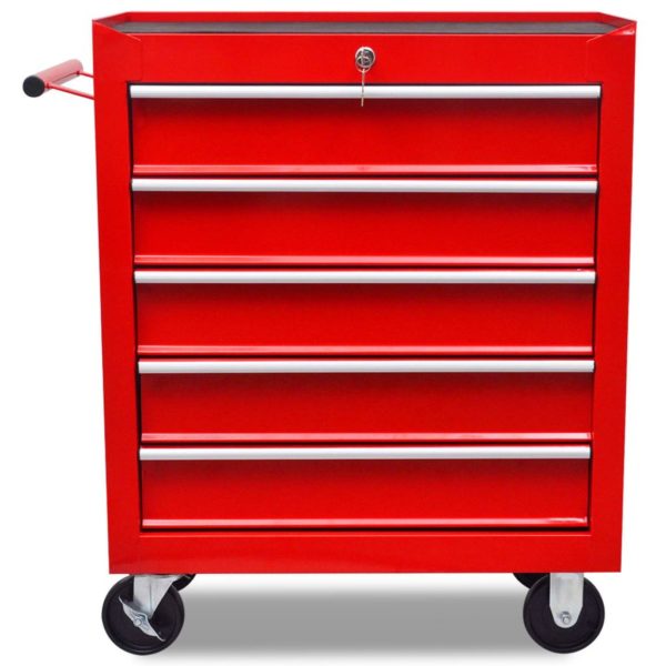 Roter Werkstattwagen 5 Schubladen