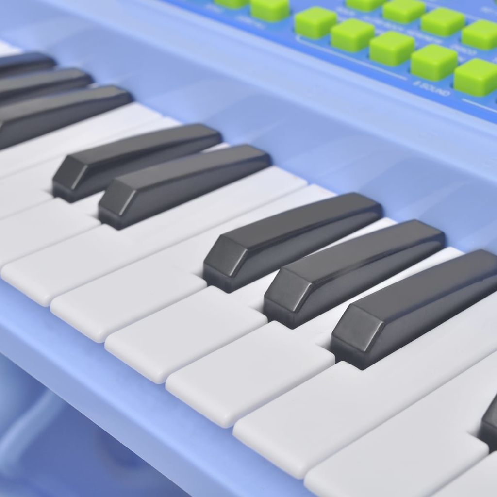 Kinder Piano mit Hocker Keyboard Mikrofon 37 Tasten Blau Spielzeug Instrument 