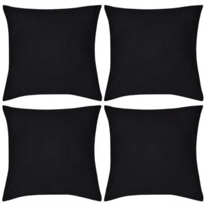 4 schwarze Kissenbezüge Baumwolle 40 x 40 cm