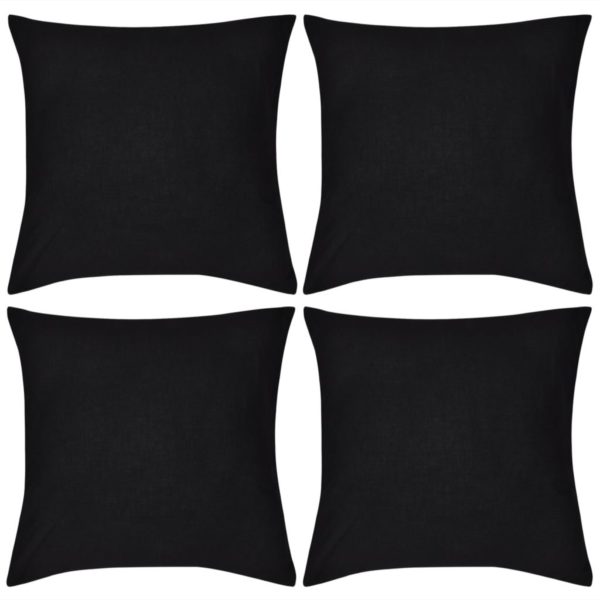 4 schwarze Kissenbezüge Baumwolle 80 x 80 cm