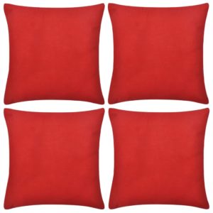 4 rote Kissenbezüge Baumwolle 80 x 80 cm