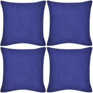 4 blaue Kissenbezüge Baumwolle 50 x 50 cm