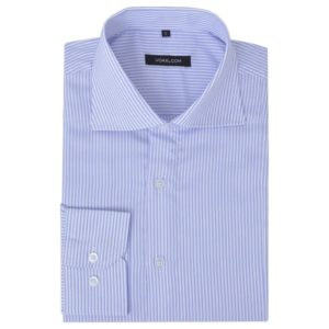 Herren Business-Hemd weiß und hellblau gestreift Gr. S