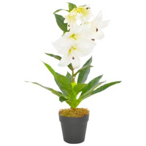 Künstliche Lilie mit Topf Weiß 65 cm