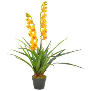 Künstliche Orchidee mit Topf Gelb 90 cm