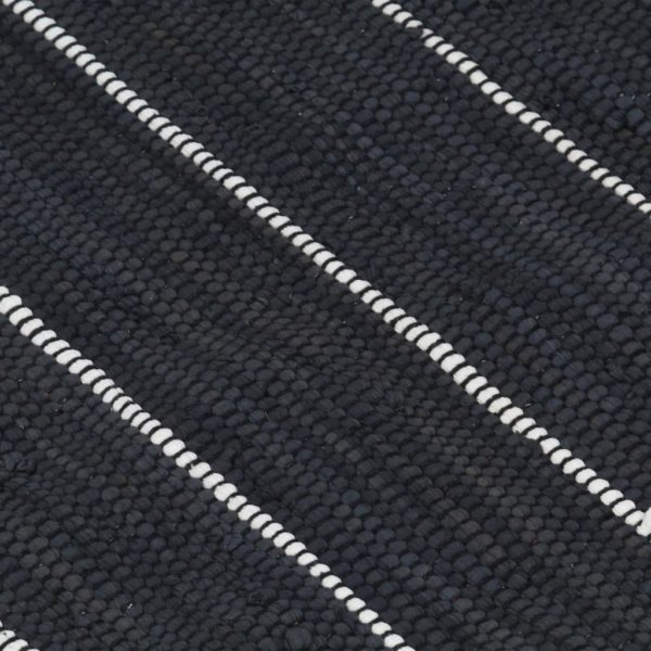 Handgewebter Chindi-Teppich Baumwolle 120×170 cm Anthrazit
