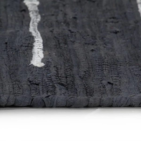 Handgewebter Chindi-Teppich Baumwolle 120×170 cm Anthrazit