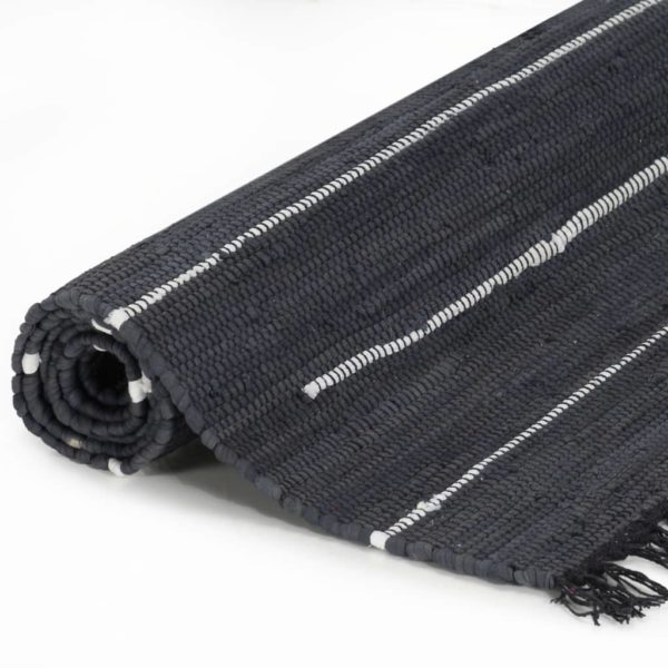 Handgewebter Chindi-Teppich Baumwolle 200×290 cm Anthrazit
