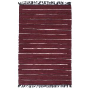Handgewebter Chindi-Teppich Baumwolle 120×170 cm Weinrot